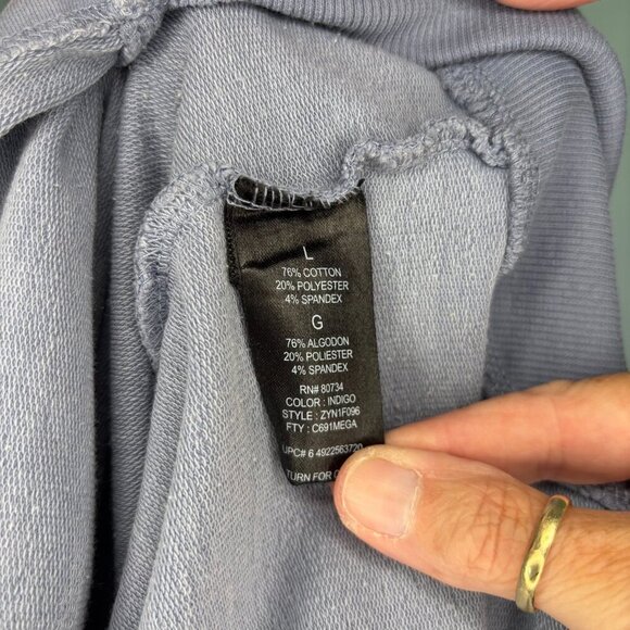 BCBG PARIS Hoodie Womens L Indigo Long Sleeve Stretch Casual Scoop Neck - Picture 5 of 6